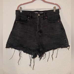 High Waisted Black Jean Shorts